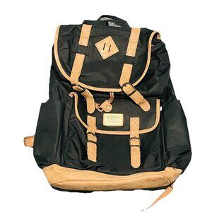 Benrus Rucksack Black Brown Drawstring 19" Front Bag Travel Outdoor Backpack